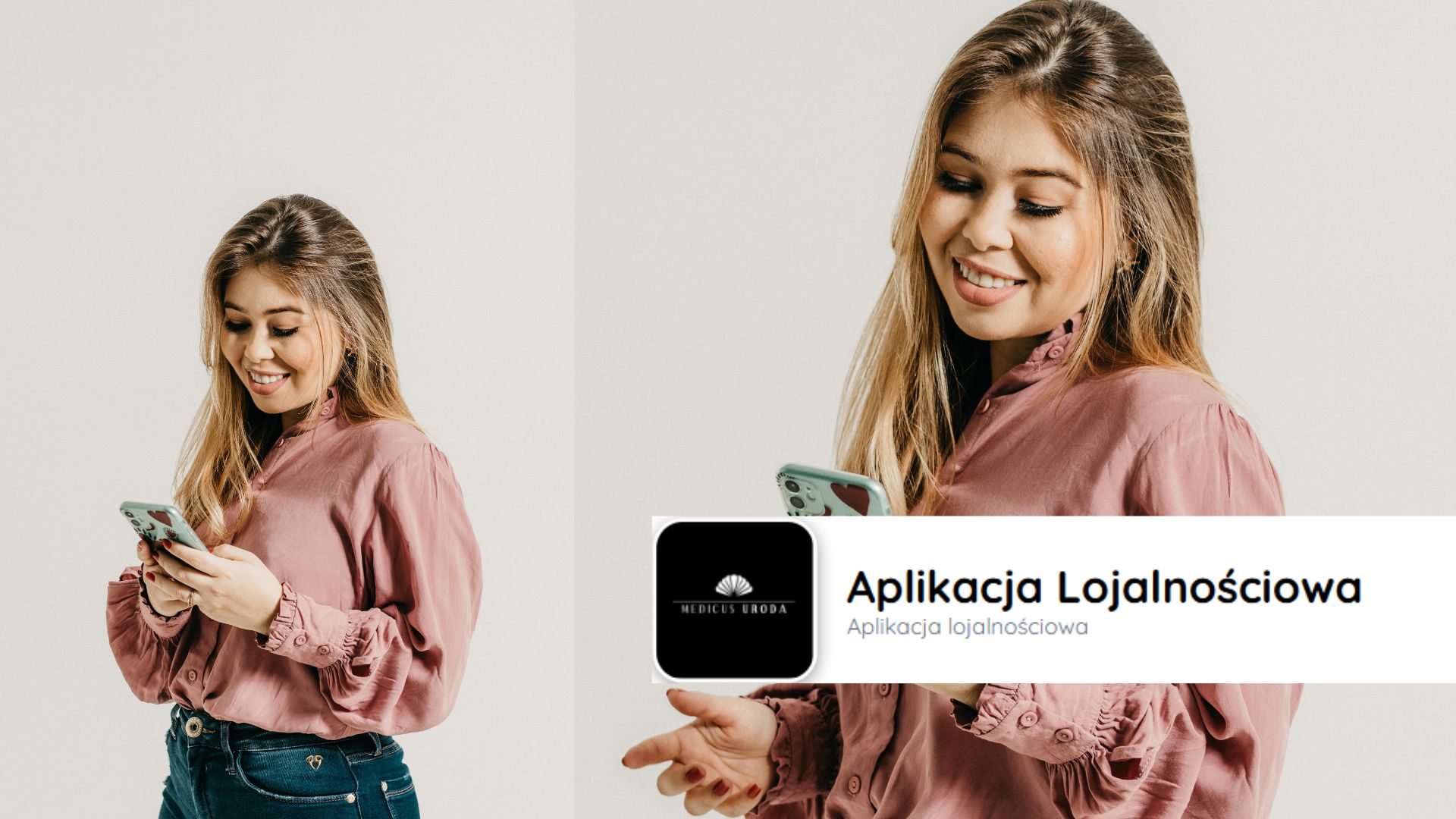 zadowolona kobieta z aplikacją MU CLUB